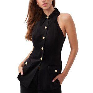 Trina Turk 'Elainia' Sleeveless Velveteen Tunic Top, Black
